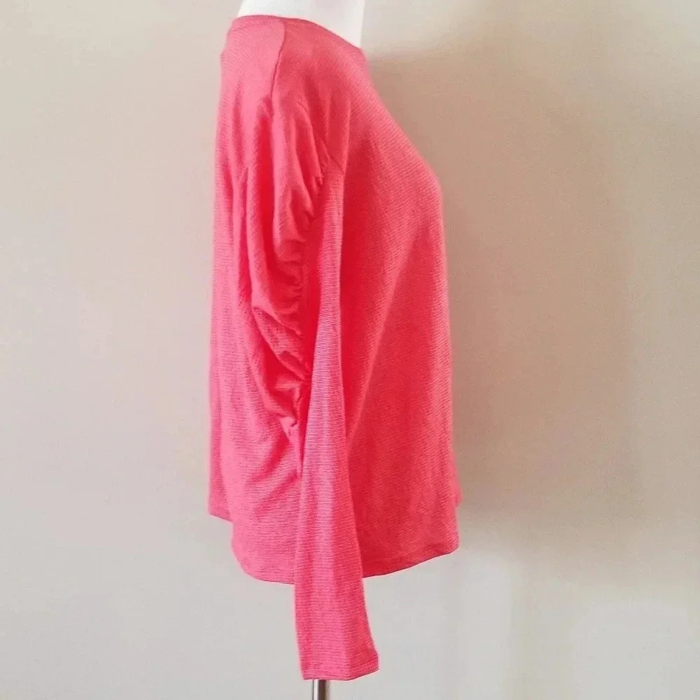 NWT Zara Pink Long Ruched Sleeve Top S - Picture 2 of 4